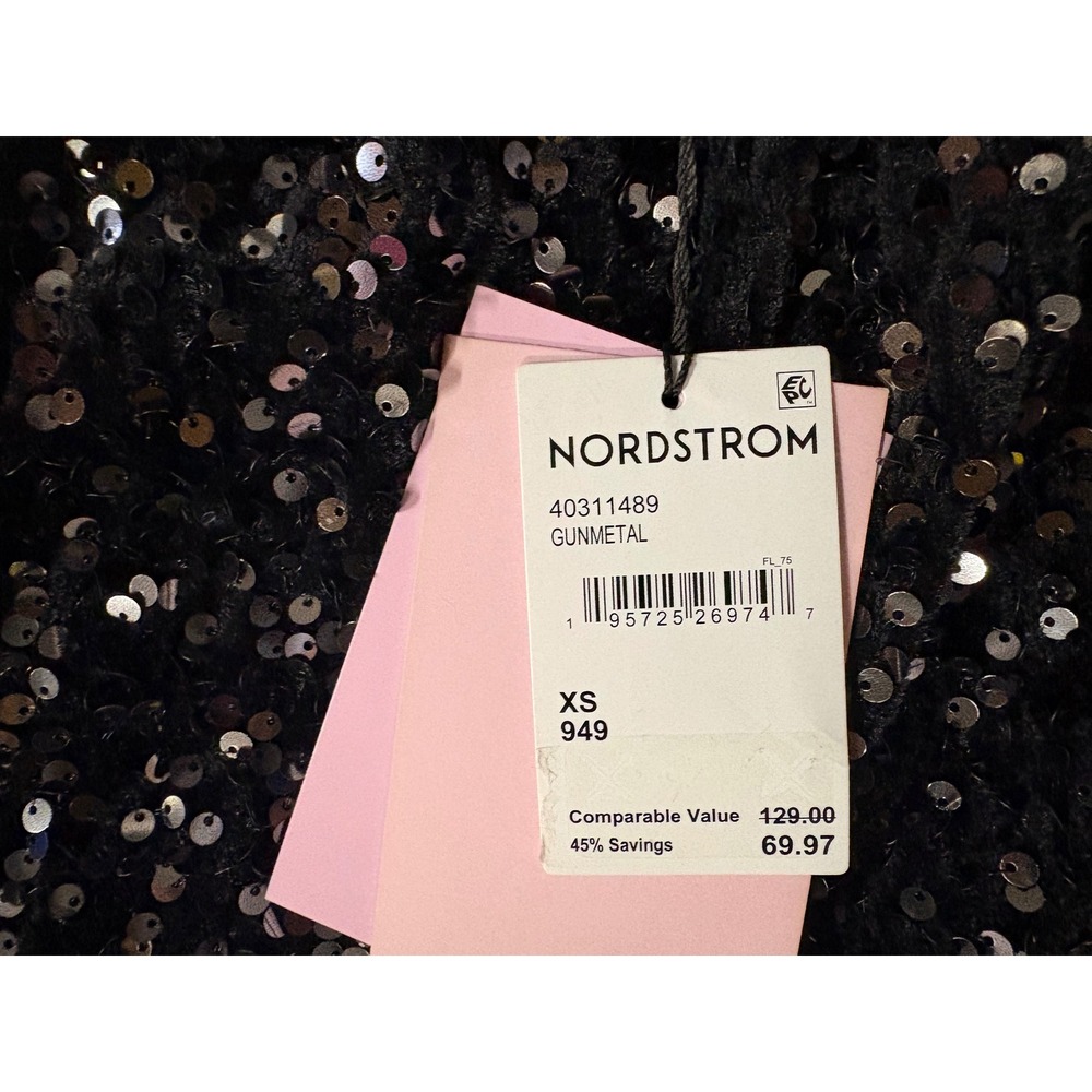 NWT Avec Les Filles Black Sequin Wide Leg Pants Women's Size XS Party Disco - Picture 10 of 10